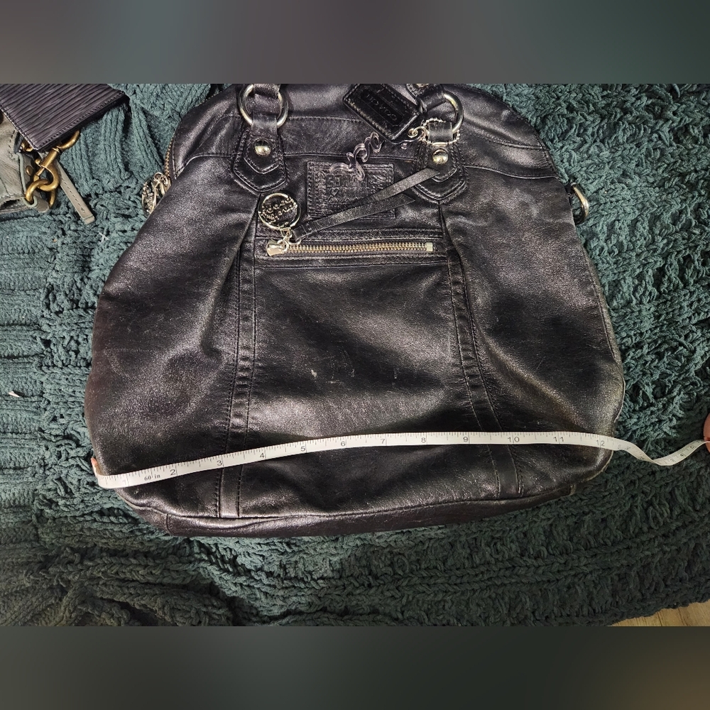 Coach Poppy Black Shimmer Convertible Crossbody - Picture 15 of 16